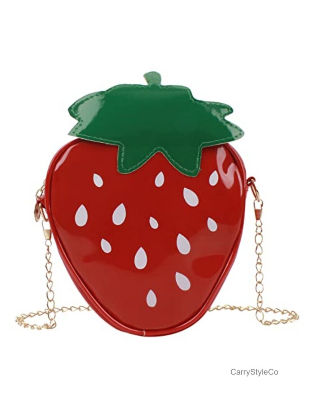 Cute Strawberry Crossbody Bag PU Leather Mini Purse Zip Closure Women's Handbag